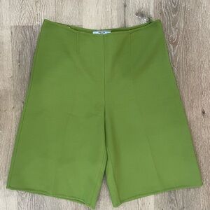 PRADA 100% Virgin Wool Green Knee Length Bermuda High Waisted Shorts